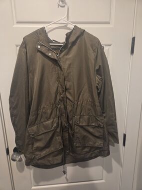 Olive Green Hooded Anorak Jacket